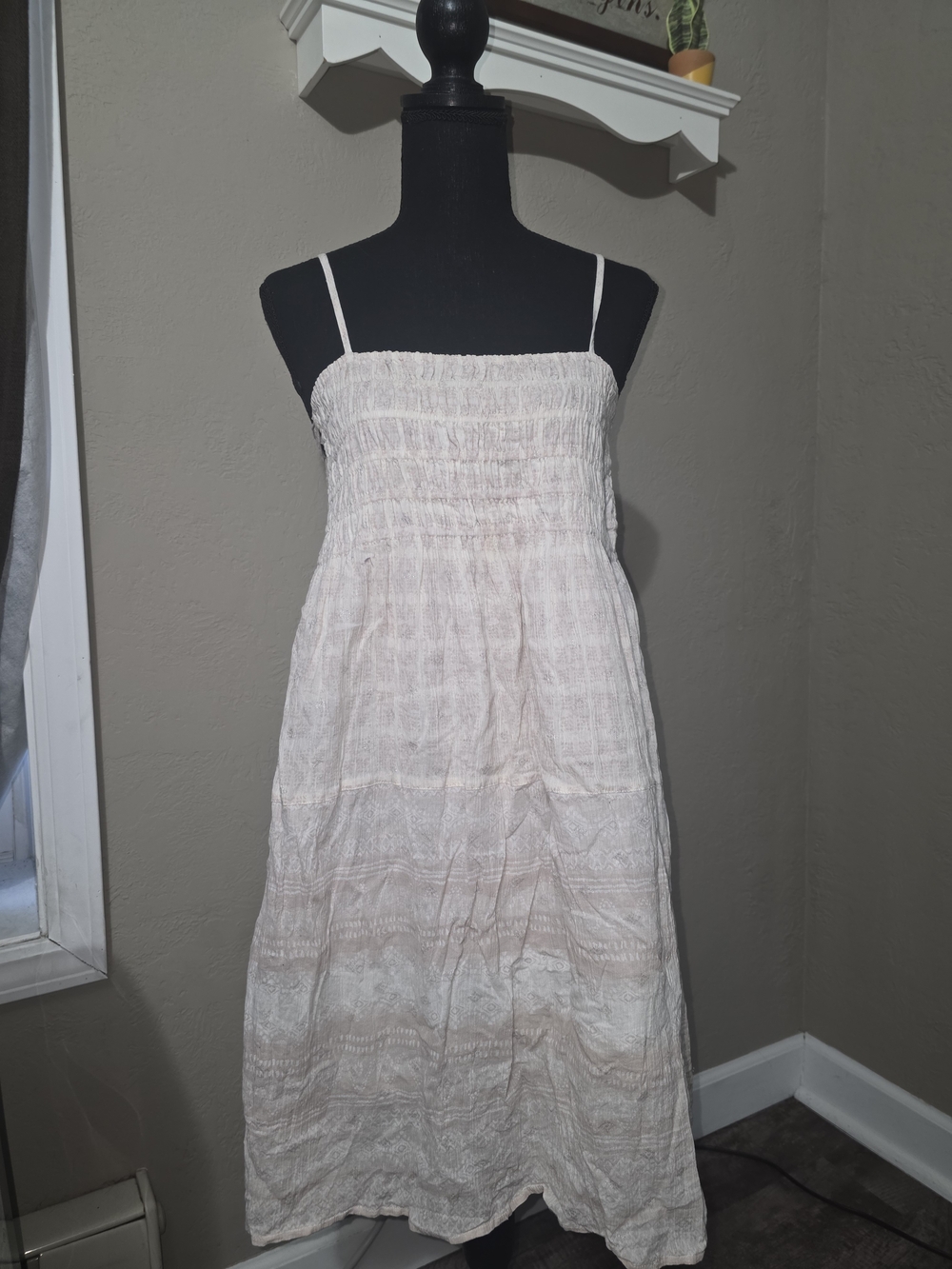 Lucky Brand Light Blush Midi Sundress with Smocked Bodice